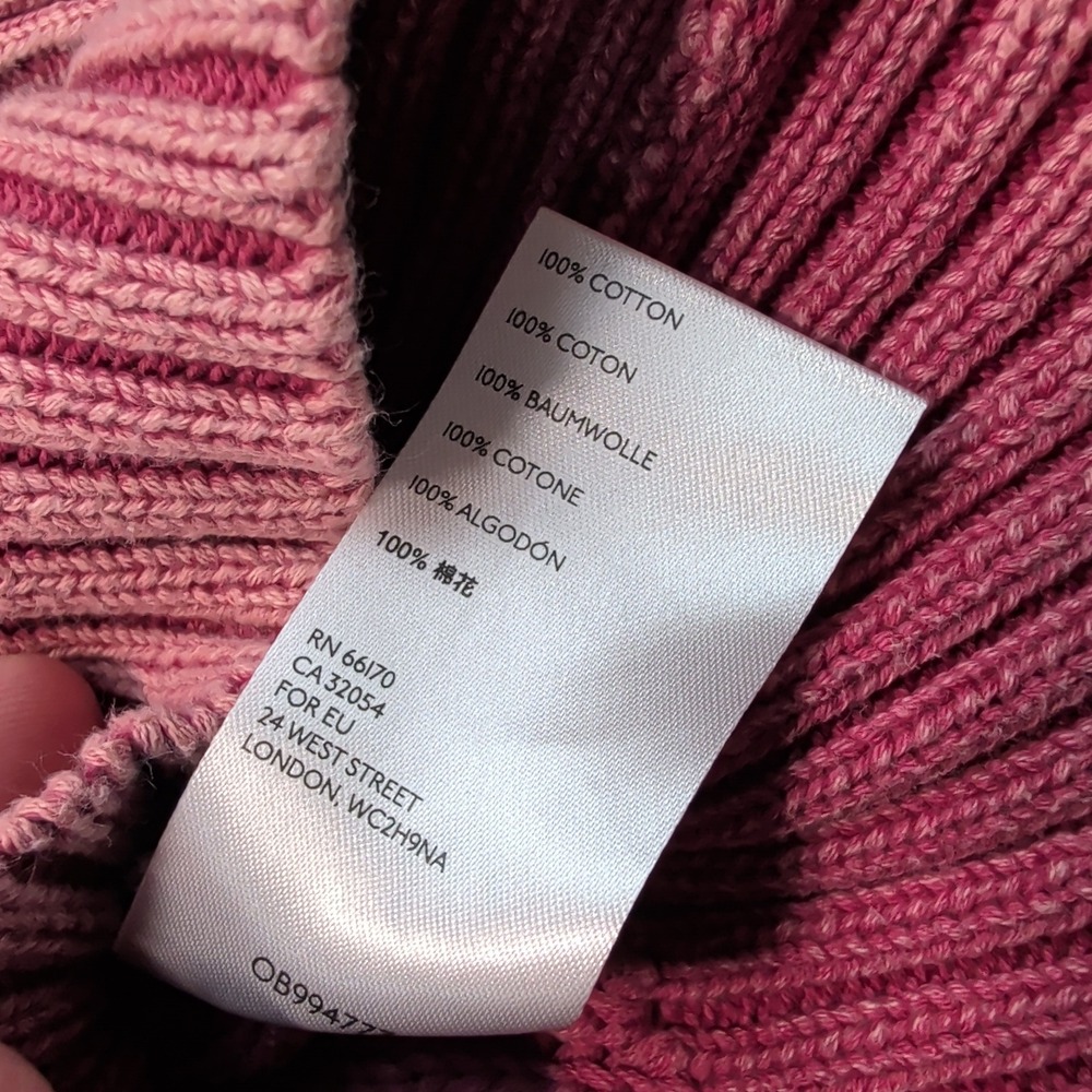 Free‎ People Boho Cold Shoulder V-Neck Sweater XS Pink Cotton Ribbed Chunky Knit - Picture 4 of 10